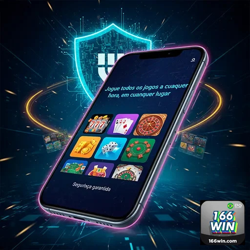 Imagem mostrando a interface do aplicativo 166win, disponível no site 166win, para apostas esportivas e jogos online.