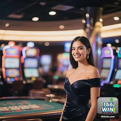 Imagem de um cassino virtual no 166win, plataforma de jogos de azar online.